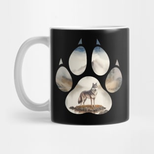 Wolf art, outdoor, mountain, canine dog paw print, animals lovers, wolf lovers Mug